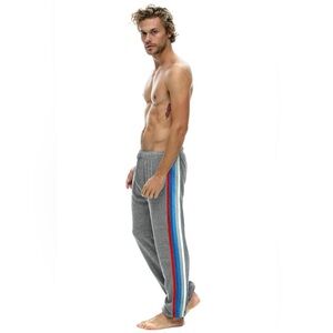 Aviator Nation Gray Sweatpants with Blue and Red Stripes